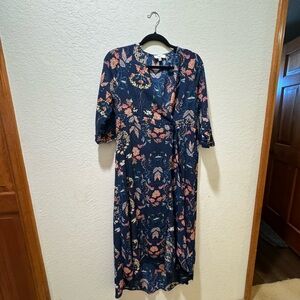 Navy Floral Midi Dress